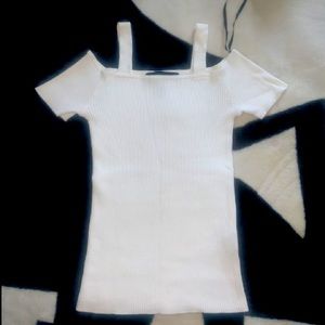 White Ribbed Knit Crop Top